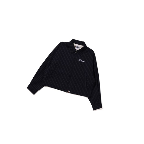 Bundy A BATHING APE Bape B.A Applique Pin Striped Zip Damske Modre | 6253-TQOHC