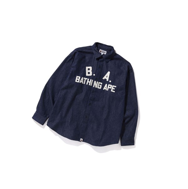 Kosele A BATHING APE Bape B.A Loose Fit Denim Long Sleeve Panske Modre | 8659-DHVYO