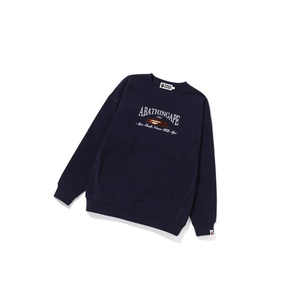 Mikiny A BATHING APE Bape A Bathing Ape Embroidery Oversized Crewneck Damske Námornícka Modrá Modre | 2013-WPXCI