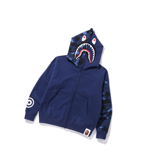 Mikiny S Kapucňou A BATHING APE Bape Color Camo Giant Shark Loose Fit Full Zip Throughs Panske Modre | 2147-HYWAZ