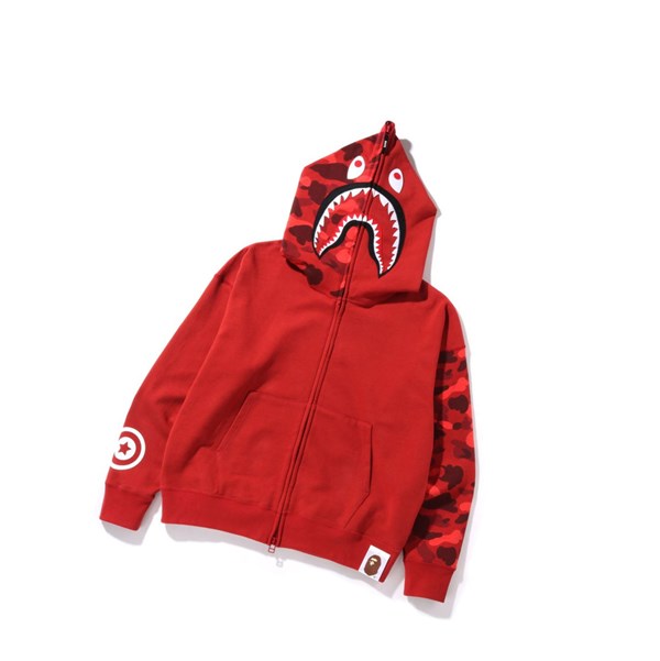 Mikiny S Kapucňou A BATHING APE Bape Color Camo Giant Shark Loose Fit Full Zip Throughs Panske Červené | 4976-MZOHW