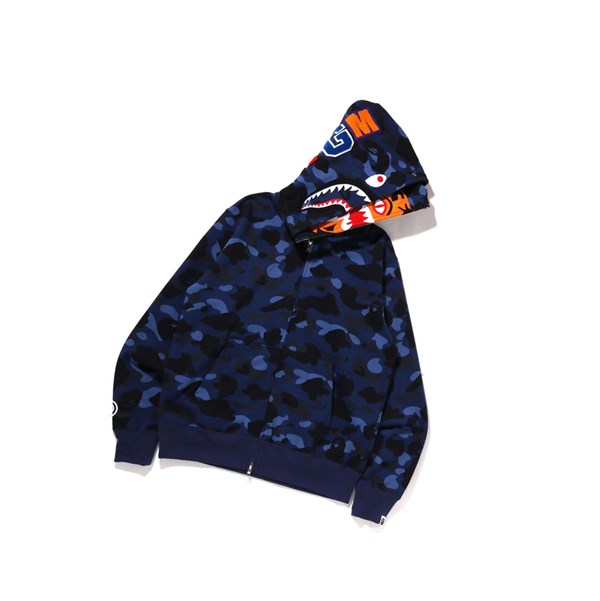 Mikiny S Kapucňou A BATHING APE Bape Color Camo Tiger Shark Siroke Topanky Full Zip Double Zip Throughs Panske Modre | 8651-PHLVO