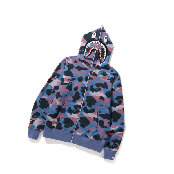 Mikiny S Kapucňou A BATHING APE Bape Grid Camo Shark Full Zip Throughs Panske Nachový | 7629-BACPX