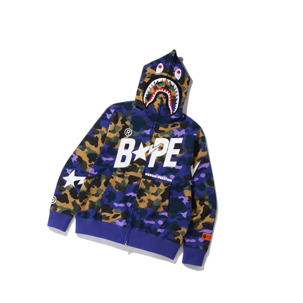 Mikiny S Kapucňou A BATHING APE Bape X Heron Preston Mix 1st Camo Shark Relaxed Full Zip Throughs Panske Nachový | 1049-UCSGY