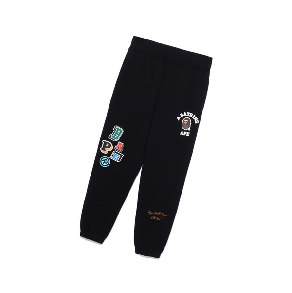 Nohavice A BATHING APE Bape Multi Fonts Long Panske Čierne | 8752-IHQBA