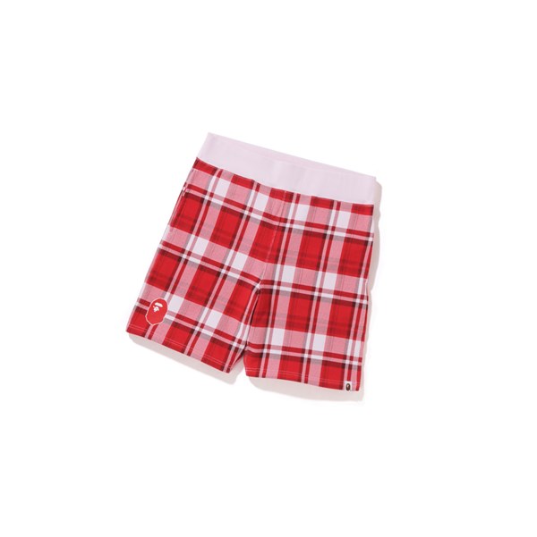 Sortky A BATHING APE Bape Check Gift Sweat Panske Červené | 6205-PDIMY