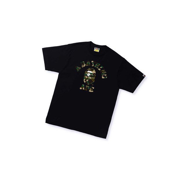 Tricko A BATHING APE Bape 1st Camo Crazy College Tee Kratke Sleeve Panske Čierne | 3604-DUFVT