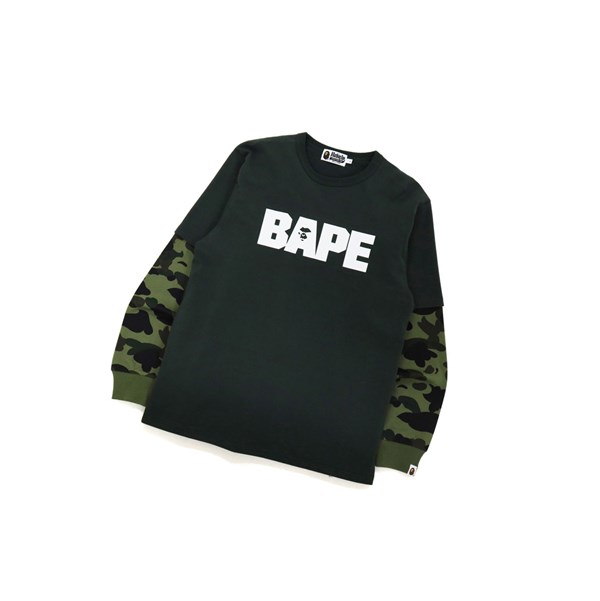 Tricko A BATHING APE Bape 1st Camo Layered L/S Tee Long Sleeve Panske Zelene | 3547-TXWFA