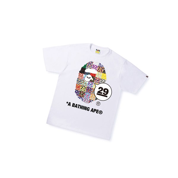Tricko A BATHING APE Bape A Bathing Ape 29th Anniversary Ape Head Tee Kratke Sleeve Panske Biele | 5248-AHKOD