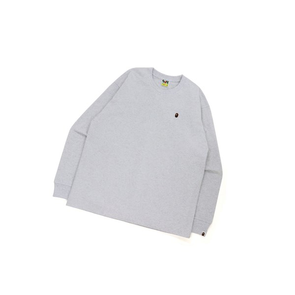 Tricko A BATHING APE Bape Ape Head One Point Relaxed Fit L/S Tee Long Sleeve Panske Siva | 3954-TEPWD