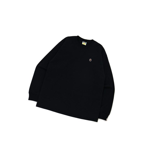 Tricko A BATHING APE Bape Ape Head One Point Relaxed Fit L/S Tee Long Sleeve Panske Čierne | 6708-VJWRK