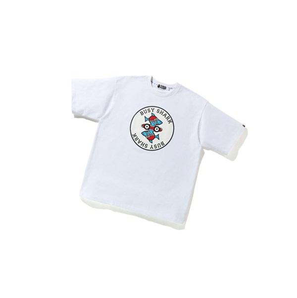 Tricko A BATHING APE Bape Busy Shark Relaxed Fit Heavy Weight Tee Kratke Sleeve Panske Biele | 3728-GOEIS