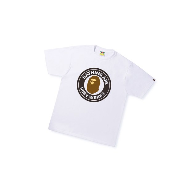Tricko A BATHING APE Bape Busy Works Tee Kratke Sleeve Panske Biele | 0128-RHVSI