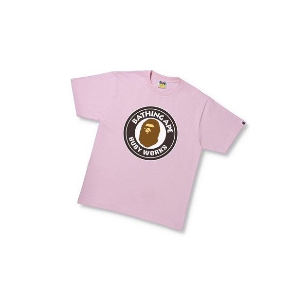 Tricko A BATHING APE Bape Busy Works Tee Kratke Sleeve Panske Ruzove | 5146-JVWOU