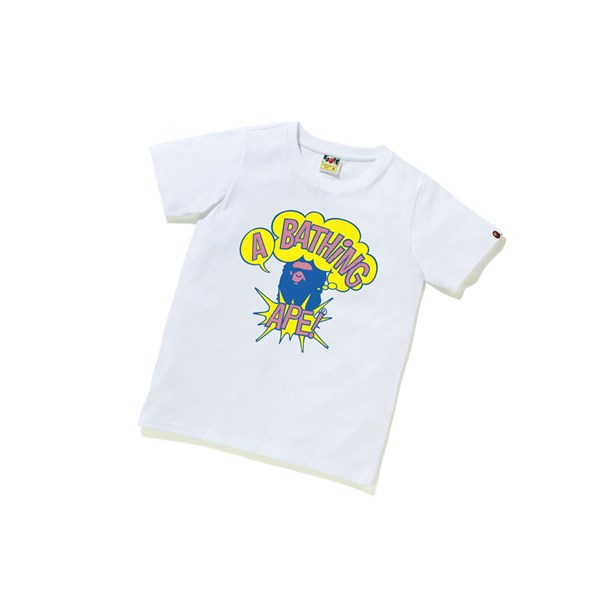 Tricko A BATHING APE Bape Cartoon College Tee Kratke Sleeve Damske Biele | 4128-OJHVF