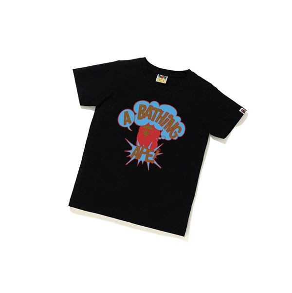 Tricko A BATHING APE Bape Cartoon College Tee Kratke Sleeve Damske Čierne | 8025-PIMQH