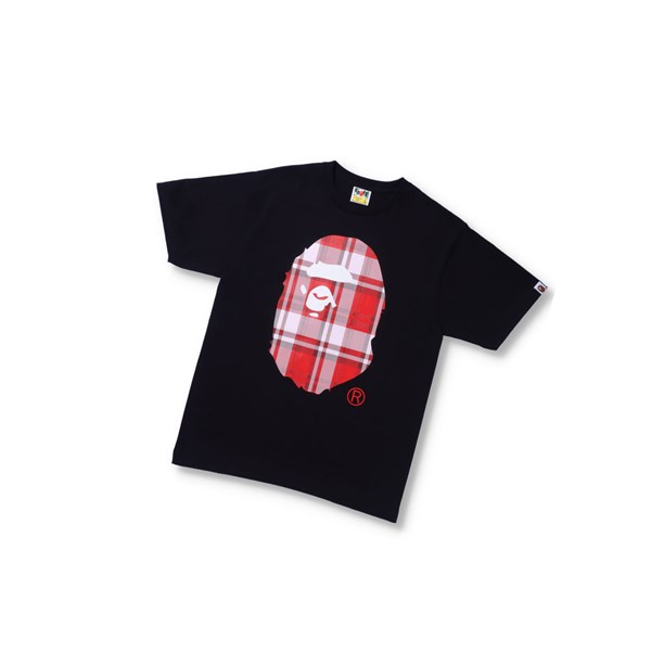 Tricko A BATHING APE Bape Check Gift Ape Head Tee Kratke Sleeve Panske Čierne | 7985-QXKUC