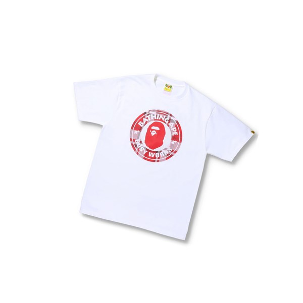 Tricko A BATHING APE Bape Check Gift Busy Works Tee Kratke Sleeve Panske Biele | 9576-QIJVC