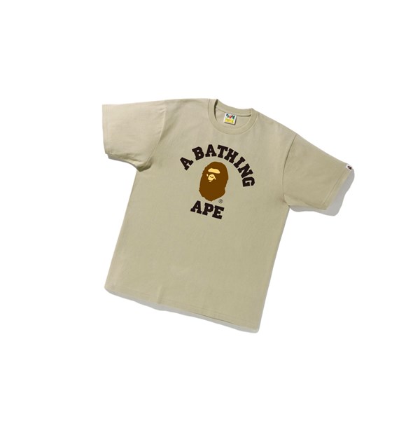Tricko A BATHING APE Bape College Tee Kratke Sleeve Panske Béžové | 3072-GQPZM