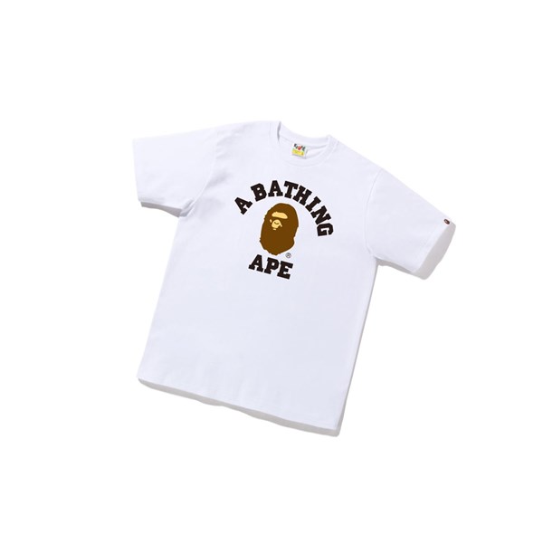 Tricko A BATHING APE Bape College Tee Kratke Sleeve Panske Biele | 3287-SBCWI