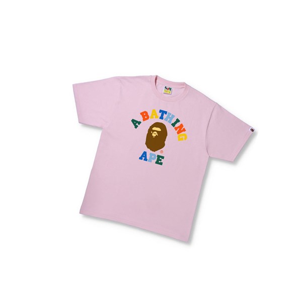 Tricko A BATHING APE Bape Colors College Tee Kratke Sleeve Panske Ruzove | 1365-SBUYE