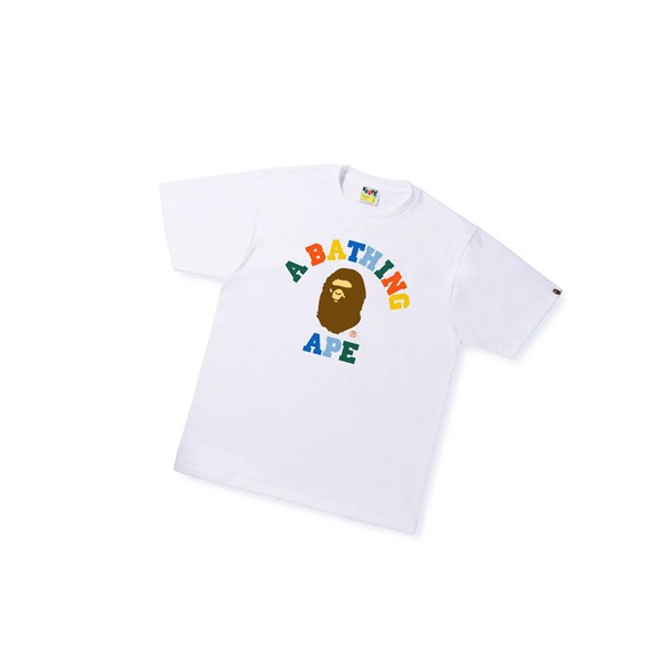 Tricko A BATHING APE Bape Colors College Tee Kratke Sleeve Panske Biele | 8461-RKNTA