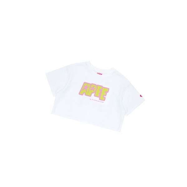 Tricko A BATHING APE Bape Double Logo Cropped Tee Kratke Sleeve Damske Biele | 1920-GLCRD