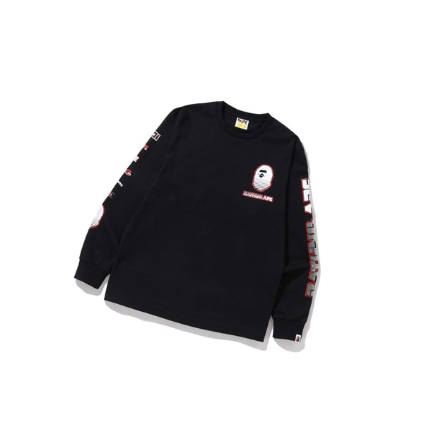 Tricko A BATHING APE Bape Graphic #1 L/S Tee Long Sleeve Panske Čierne | 1837-SFEQV