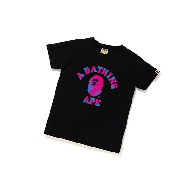 Tricko A BATHING APE Bape Halftone Dot College Tee Kratke Sleeve Damske Čierne | 9348-SWJRA