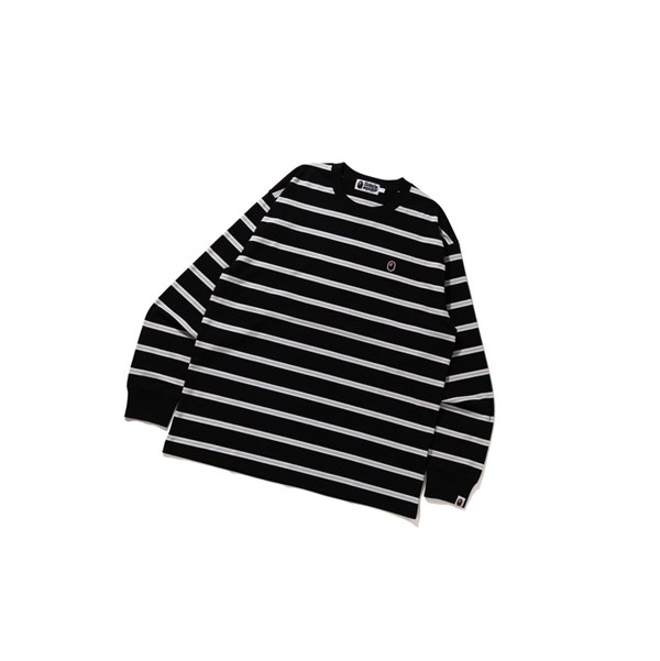 Tricko A BATHING APE Bape Hoop Relaxed Fit L/S Tee Kratke Sleeve Panske Čierne | 7462-KBJTP