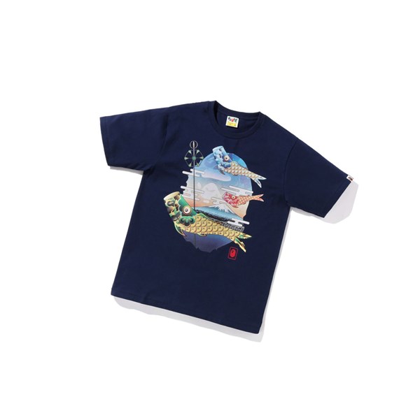 Tricko A BATHING APE Bape Koinobori Carp Flags Ape Head Tee Kratke Sleeve Panske Námornícka Modrá Modre | 8910-ZQWXR