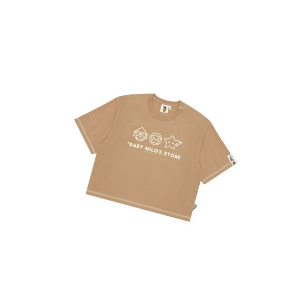 Tricko A BATHING APE Bape Logo Crop Fit Tee Kratke Sleeve Damske Béžové | 8063-BNFQJ