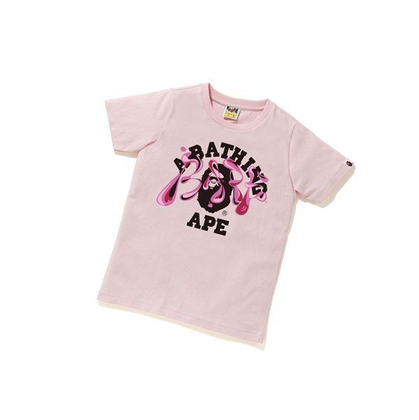 Tricko A BATHING APE Bape Marble Camo Liquid College Tee Kratke Sleeve Damske Ruzove | 6521-HMQZJ