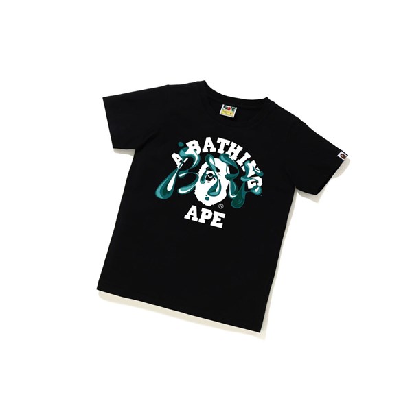 Tricko A BATHING APE Bape Marble Camo Liquid College Tee Kratke Sleeve Damske Čierne | 9346-MAUTF