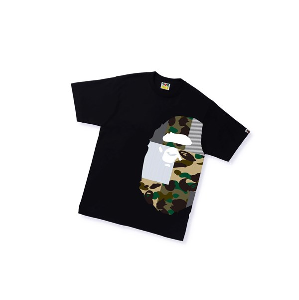 Tricko A BATHING APE Bape Military Crazy Side Big Ape Head Tee Kratke Sleeve Panske Čierne | 3254-AXQGV