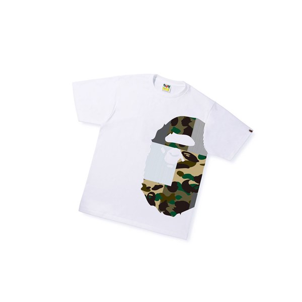 Tricko A BATHING APE Bape Military Crazy Side Big Ape Head Tee Kratke Sleeve Panske Biele | 3295-MPJFS