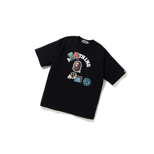 Tricko A BATHING APE Bape Multi Fonts Relaxed Fit College Tee Kratke Sleeve Panske Čierne | 9382-EDQZX