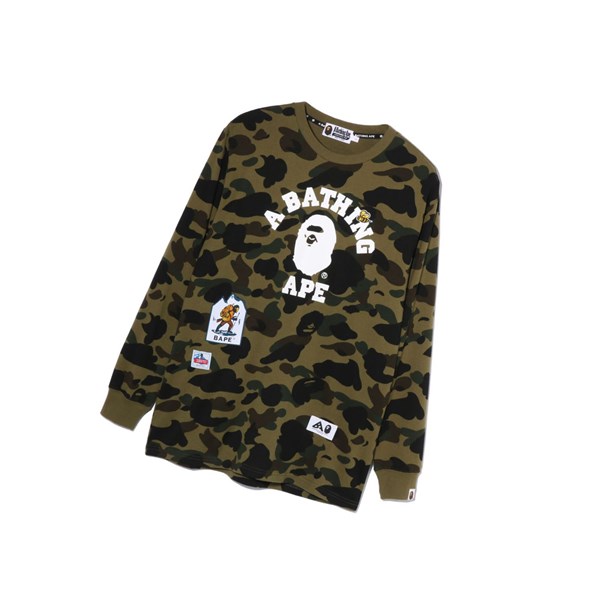Tricko A BATHING APE Bape Multi Label 1st Camo L/S Tee Long Sleeve Damske Zelene | 9523-ADYMH