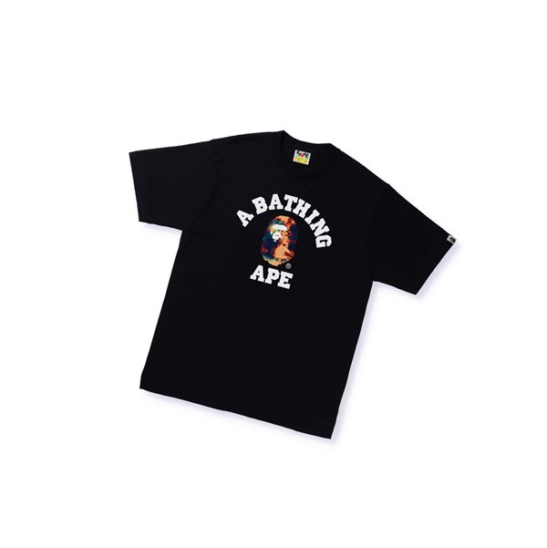 Tricko A BATHING APE Bape Tie Dye College Tee Kratke Sleeve Panske Čierne | 2905-WFQUD