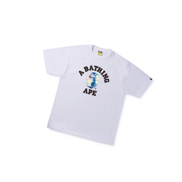 Tricko A BATHING APE Bape Tie Dye College Tee Kratke Sleeve Panske Biele | 5940-EDFVL