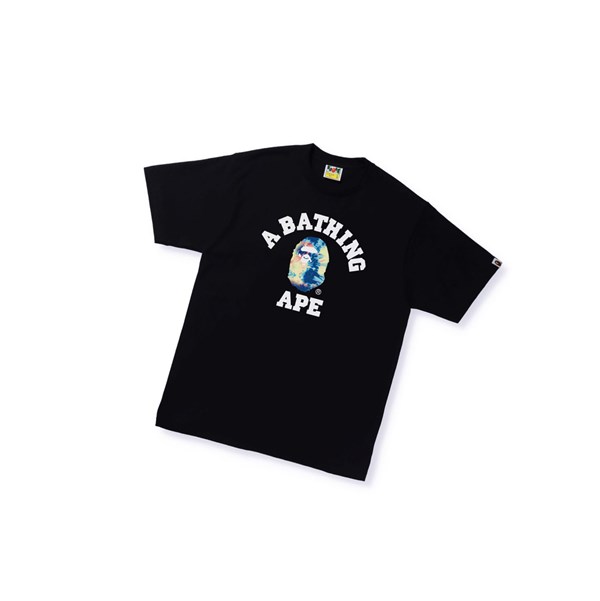 Tricko A BATHING APE Bape Tie Dye College Tee Kratke Sleeve Panske Čierne | 6935-SQTMU