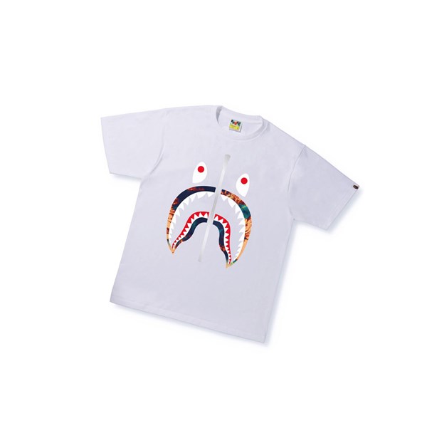 Tricko A BATHING APE Bape Tie Dye Shark Tee Kratke Sleeve Panske Biele | 0842-MDBVR