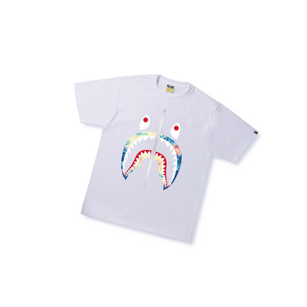 Tricko A BATHING APE Bape Tie Dye Shark Tee Kratke Sleeve Panske Biele | 1958-RVPAB