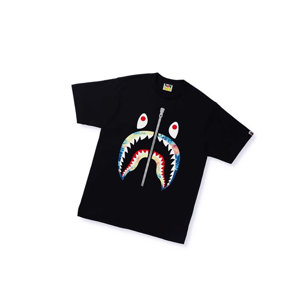 Tricko A BATHING APE Bape Tie Dye Shark Tee Kratke Sleeve Panske Čierne | 6921-DRFSA