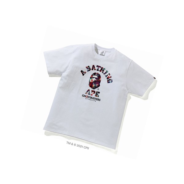 Tricko A BATHING APE Bape X Ghostbusters Camo College Tee Kratke Sleeve Panske Biele | 2109-JKVPT