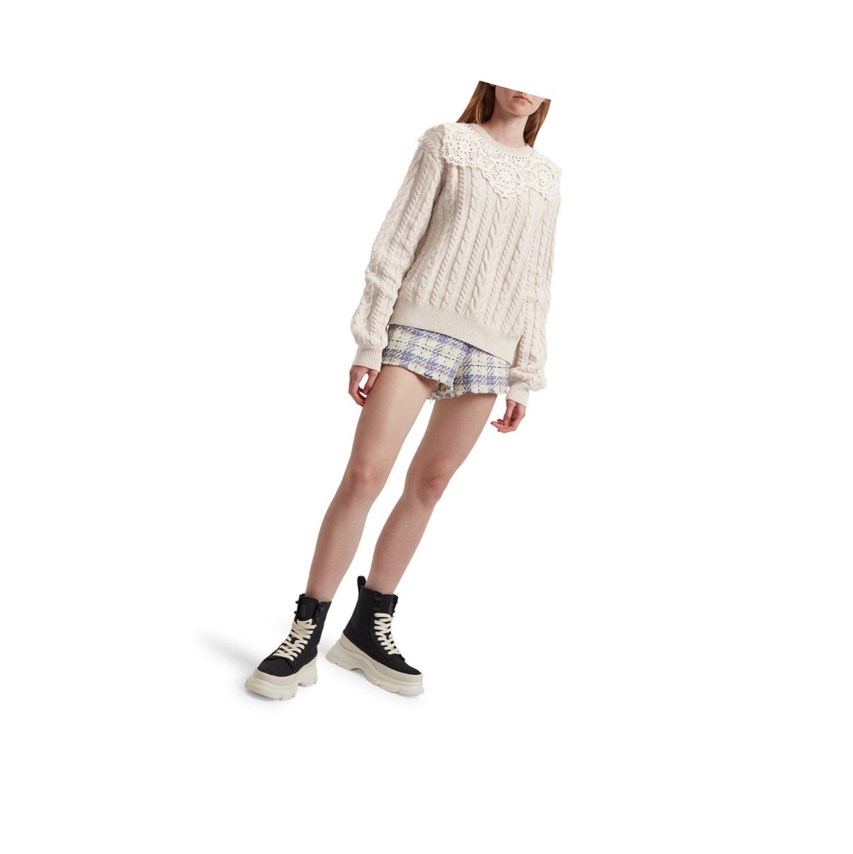 Blúzky A BATHING APE Bape Asymmetric Knit Svetrove Saty Crew Neck Knitwear Damske Béžové | 4983-KMDRJ
