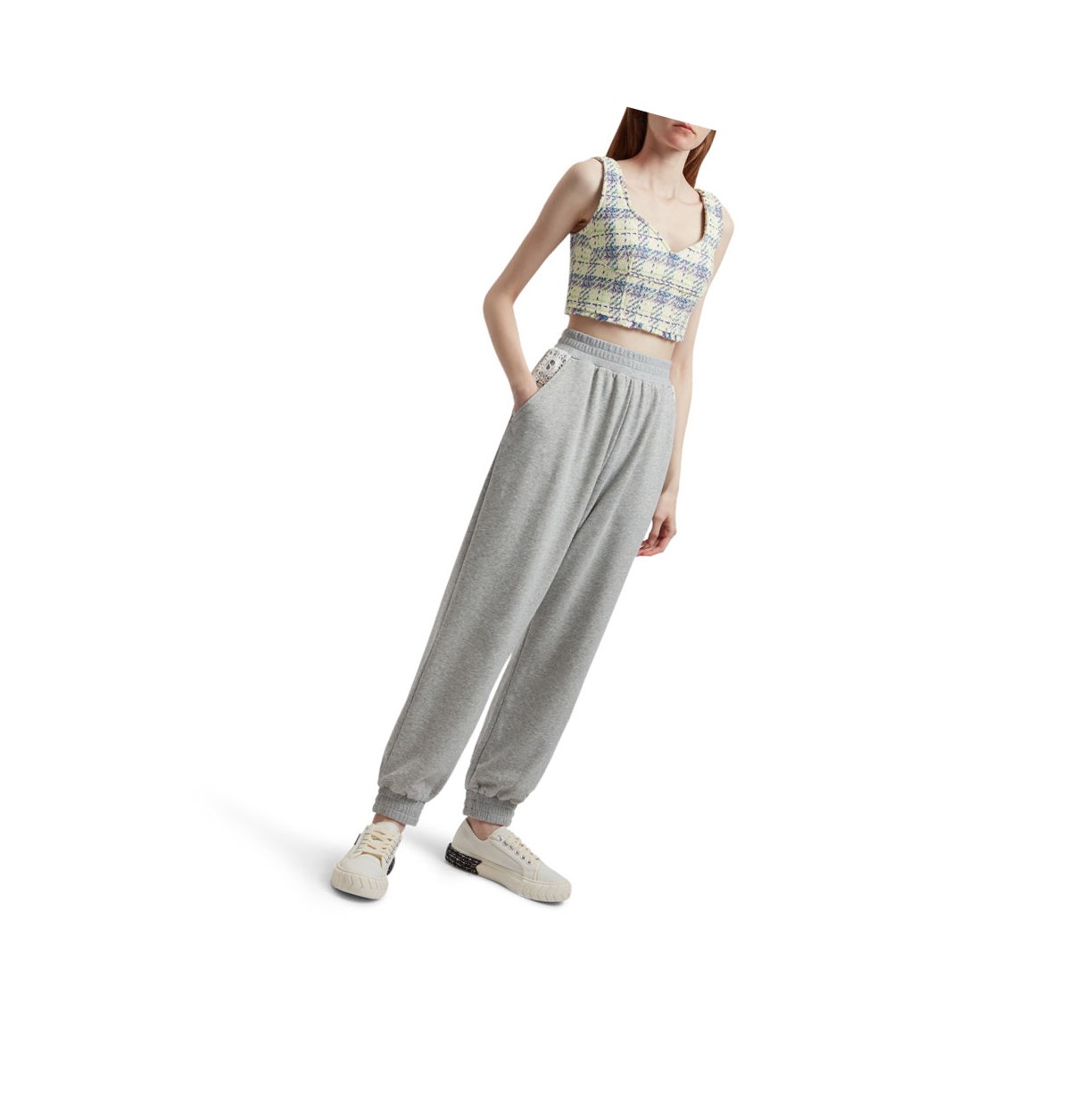 Blúzky A BATHING APE Bape Checked Crop Top Bez Rukavov Damske Violet | 3024-XDPYN