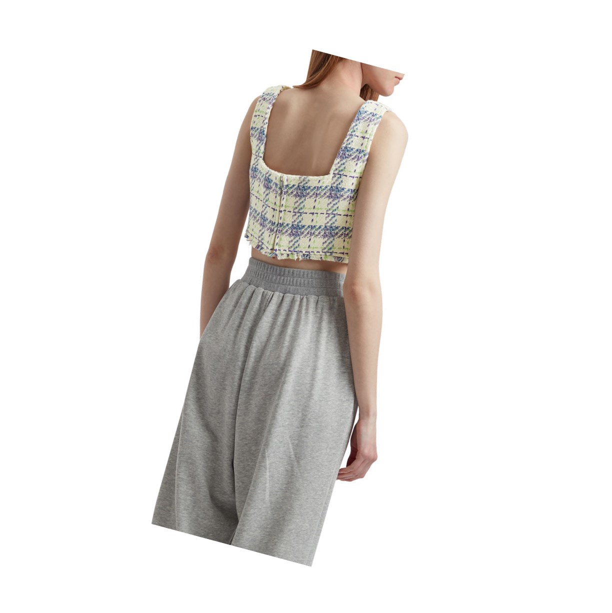 Blúzky A BATHING APE Bape Checked Crop Top Bez Rukavov Damske Violet | 3024-XDPYN