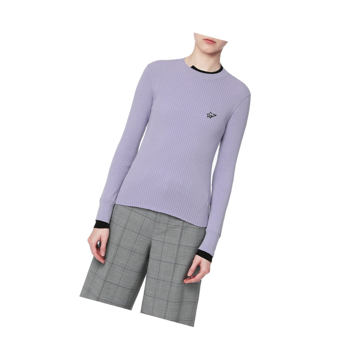Blúzky A BATHING APE Bape Contrast Ribbed Svetrove Saty Crew Neck Knitwear Damske Lilac | 2184-VDRTM
