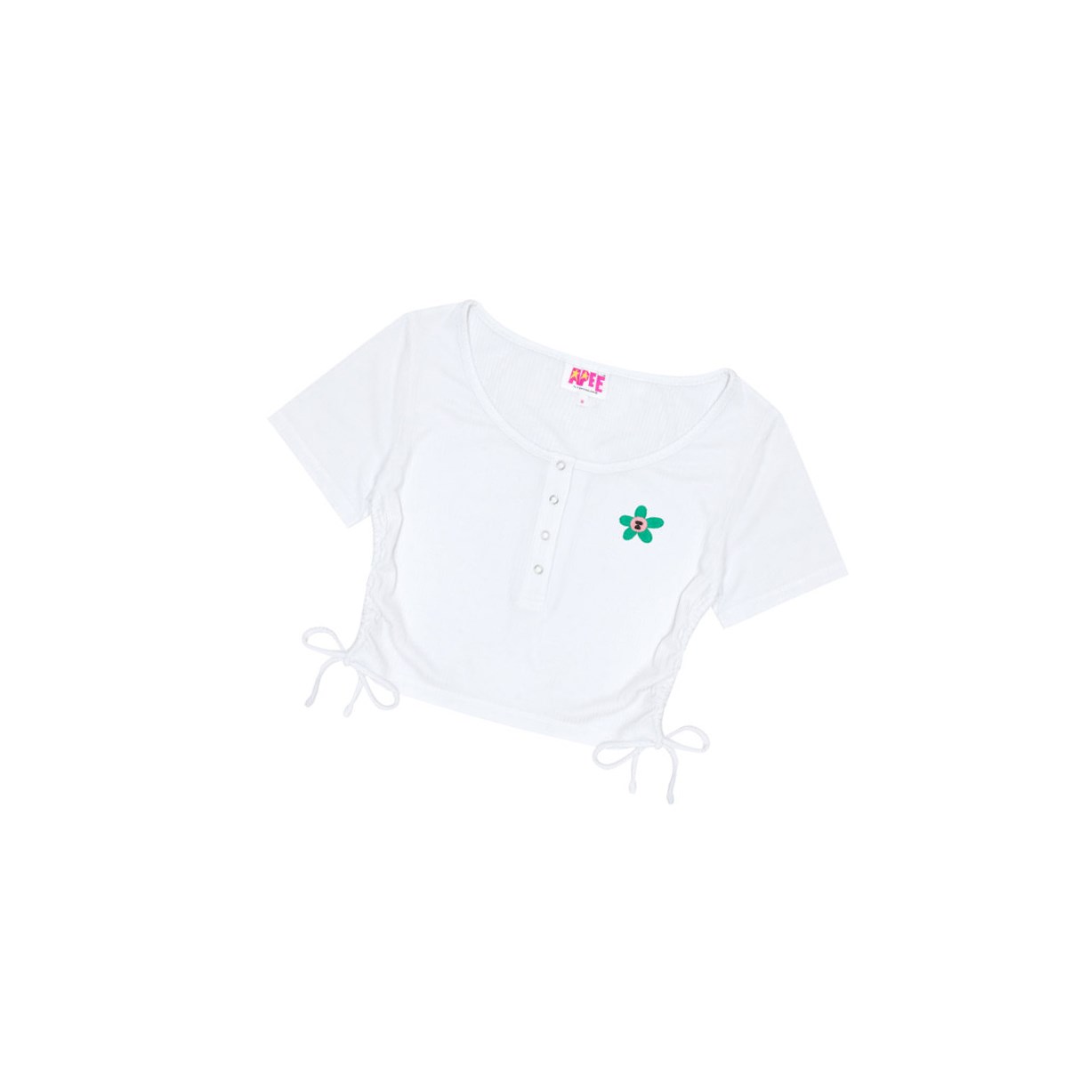Blúzky A BATHING APE Bape Logo Drawstring Cropped Top Kratke Sleeve Damske Biele | 9462-LIZKJ